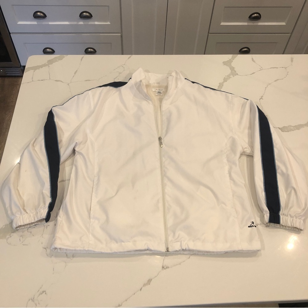 Ativa Men’s White Blue Lightweight Full Zip Jacket Golf Outdoors Large - Picture 3 of 11